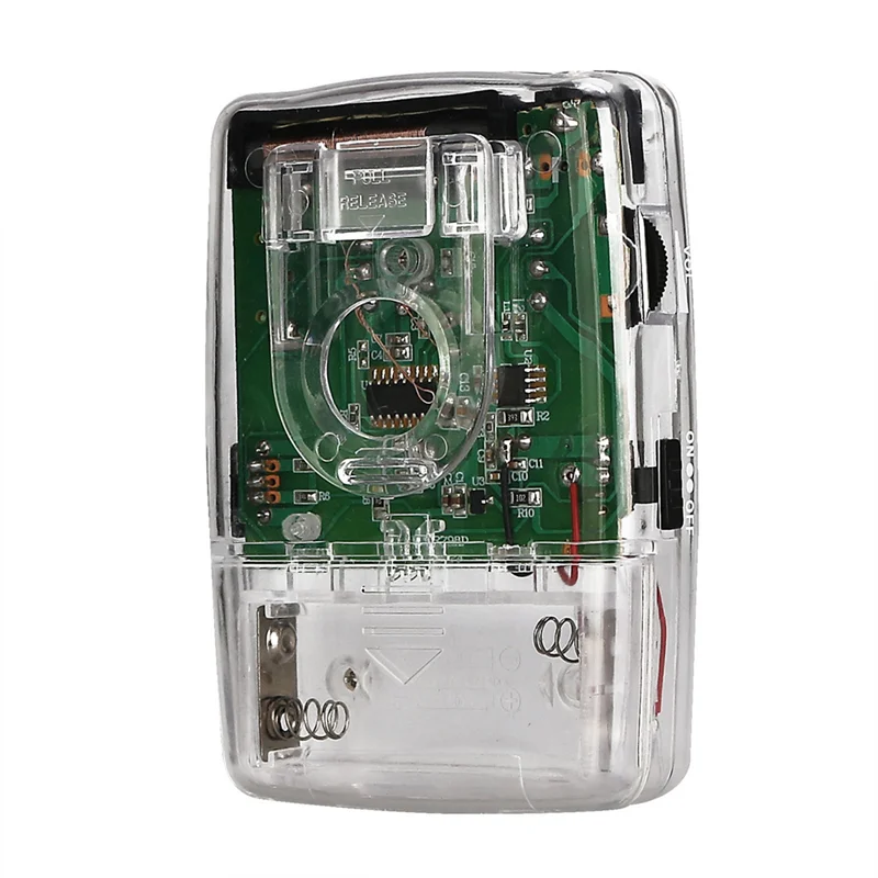 Am/fm ponteiro tuning rádio portátil design transparente suporta fones de ouvido para guia de conferência do museu da igreja sem fm externo