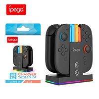 IPEGA Switch 2 RGB Charging Dock for Joy-Con - Vertical Light Column LED Charger, NS2 Controller Base with Colorful Illumination
