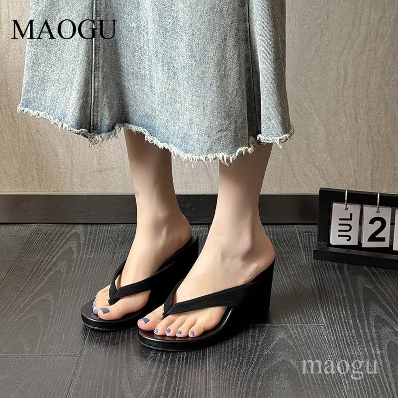 

Fashion Wedges Thick Sole Women Slippers Party Flip Flops Slip-on Platform Slides Beach Shoes Summer Concise Zapatos De Mujer