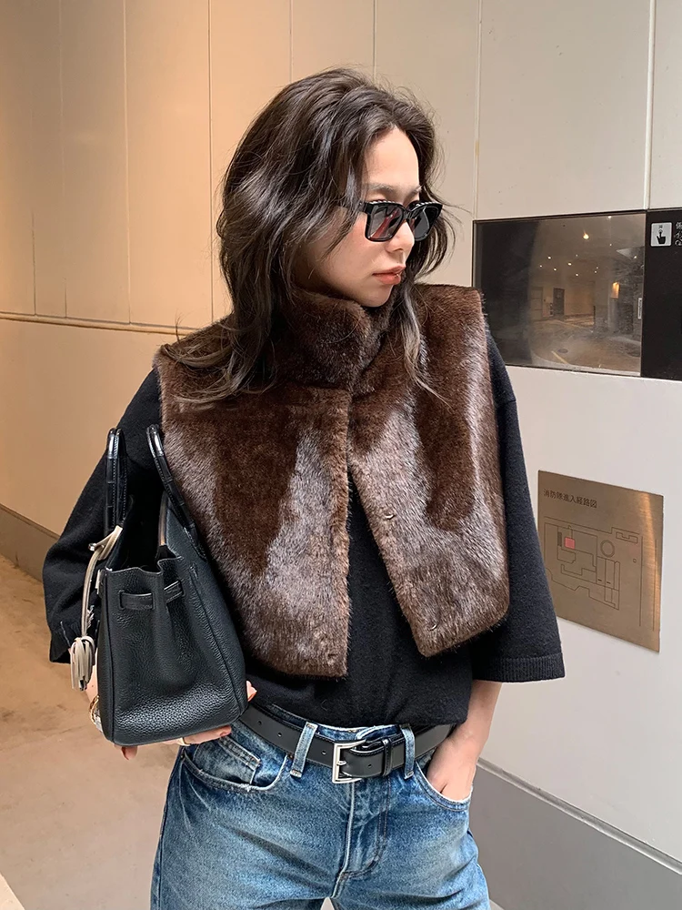 

Autumn Winter Irregular Stand Collar Fur Shawl Vest Female Warm Casual Waistcoats Women White Duck Down Sleeveless Cardigan Vest
