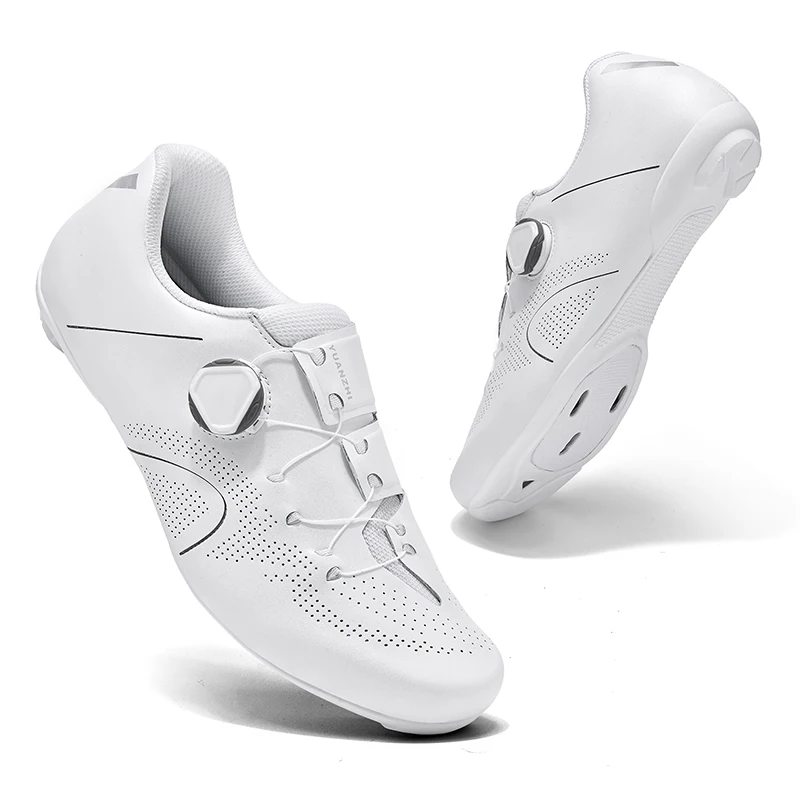 Speed Cycling Sneaker Men's Road Cycling Shoes Cleat Shoes Spd Shoes Cycling Flat Pedal Shoes Man Bike Outdoor Footwear White