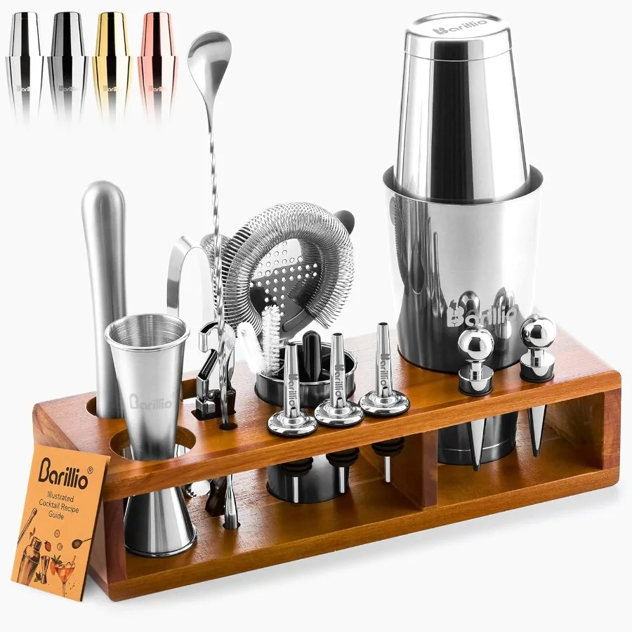 

Bartender Kit – 23-Piece Stainless-Steel Cocktail Shaker Set with Premium Acacia Stand | Martini Barware Mixing Tools for Home B