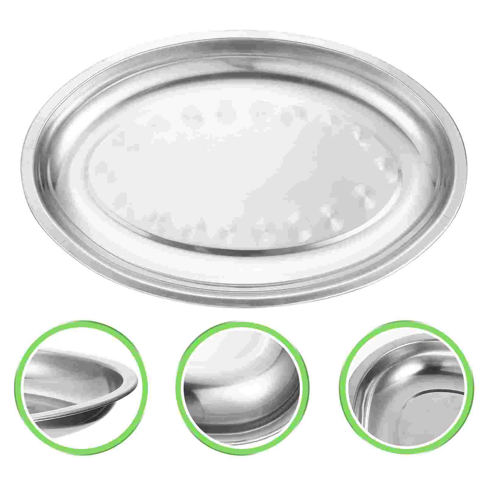 Oval Disk Snack Pastry Serving Tray Fries Plate Fried Chicken Platter Simple Home Dish Stainless Steel Anti-rust Dessert Child