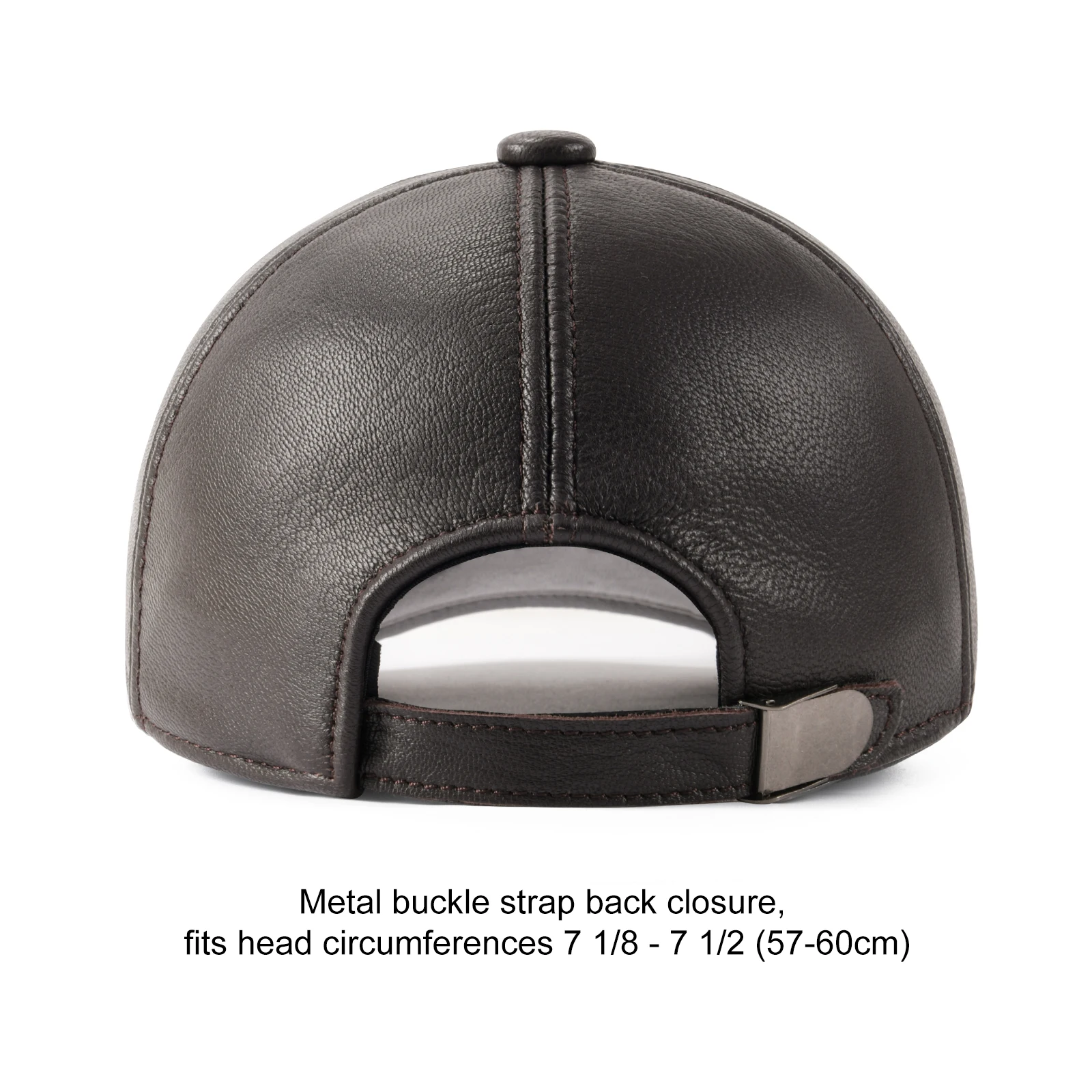 Feinion verstellbare Herren-Baseballmütze aus echtem Rindsleder für Herbst und Winter, Outdoor-Sportmütze – Detail 3