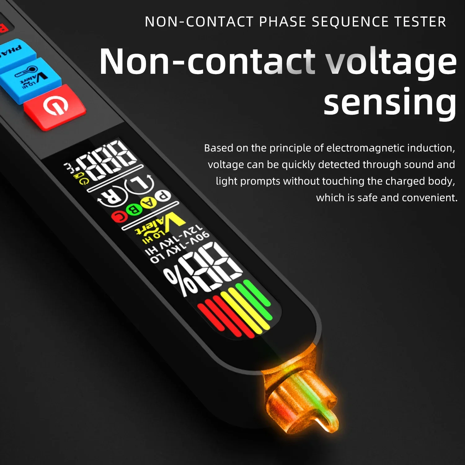 BSIDE AVX1 Phase Sequence Continuity Detector, Non-Contact Induction Pen, Voltage Indicator Meter, Usb Rechargeable Battery