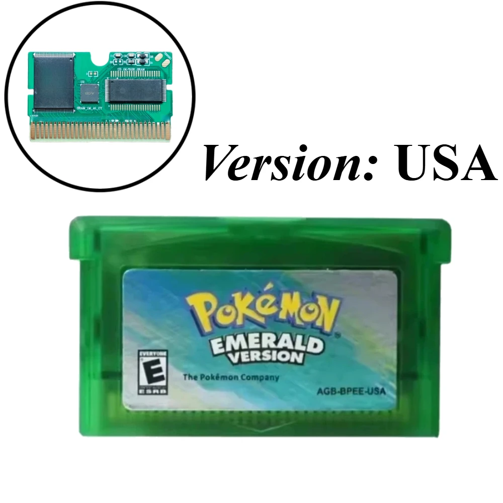 32 Bit Video Pokémon  GBA Game Card Bundle USA Version Ruby Sapphire Emerald FireRed LeafGreen Gameboy Advance Cartridge view 5