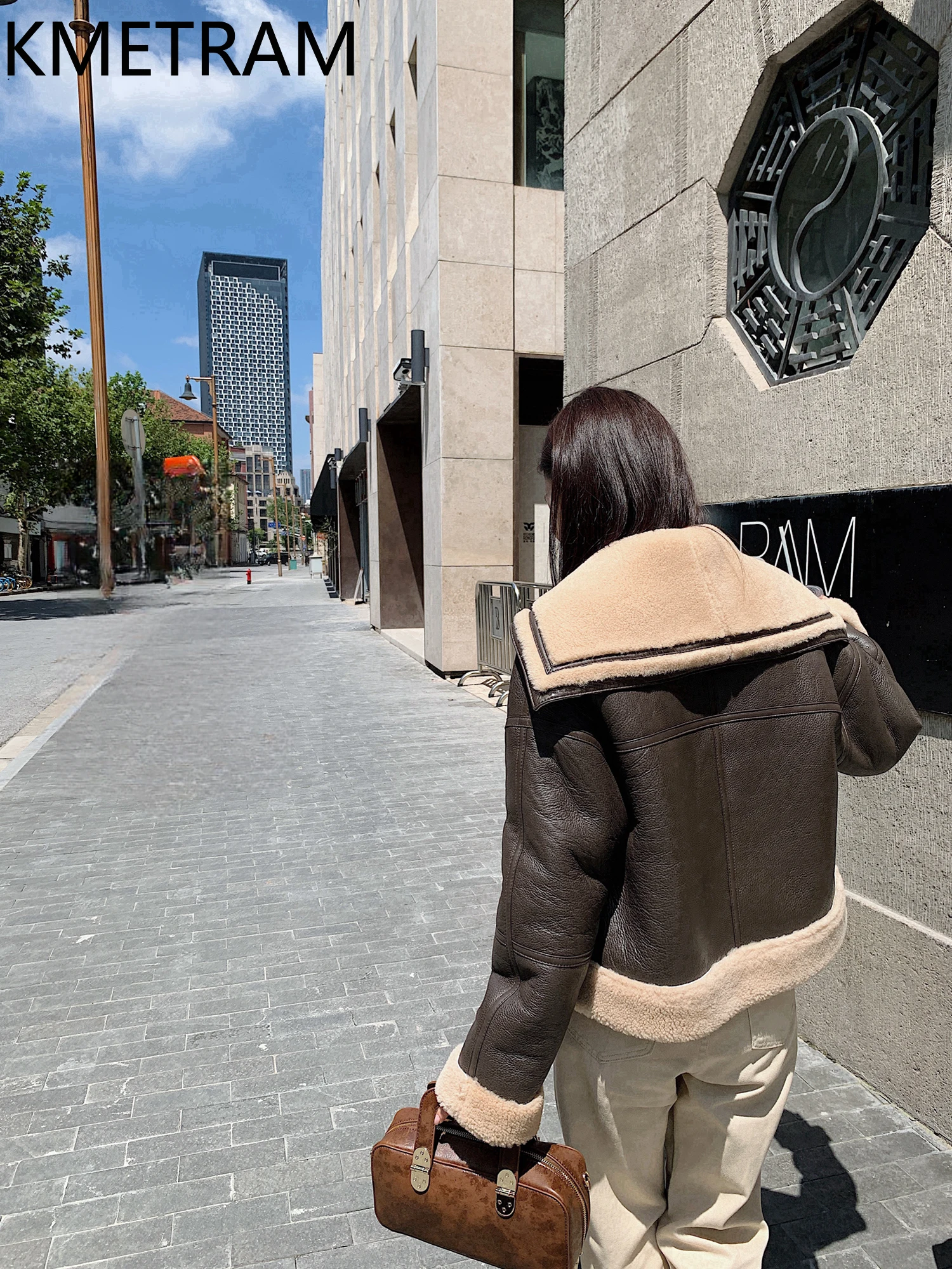 Damska krótka brązowa kurtka z prawdziwego futra z naturalnej wełny merino i owczej skóry, dwustronna, zimowa odzież damska 2025 шуба женская