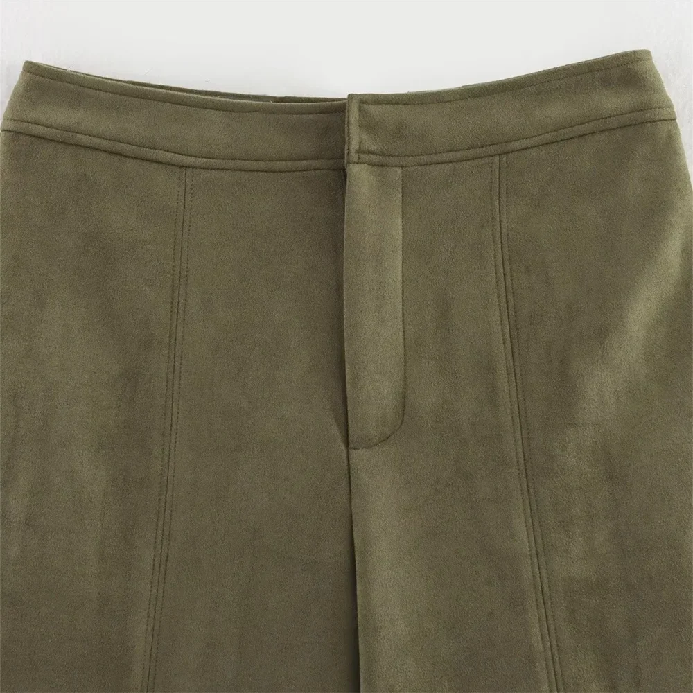 Pantaloni casual a vita alta con effetto texture scamosciata semplice da donna pop Primavera/Estate Nuovi pantaloncini dritti alla moda