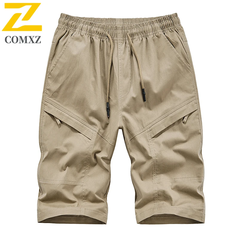 2025 Summer Cargo Shorts Men's Gym Workout Multi-Pocket Solid Color Sports Pants Casual Outdoor Fishing Hunting Bermuda Pants