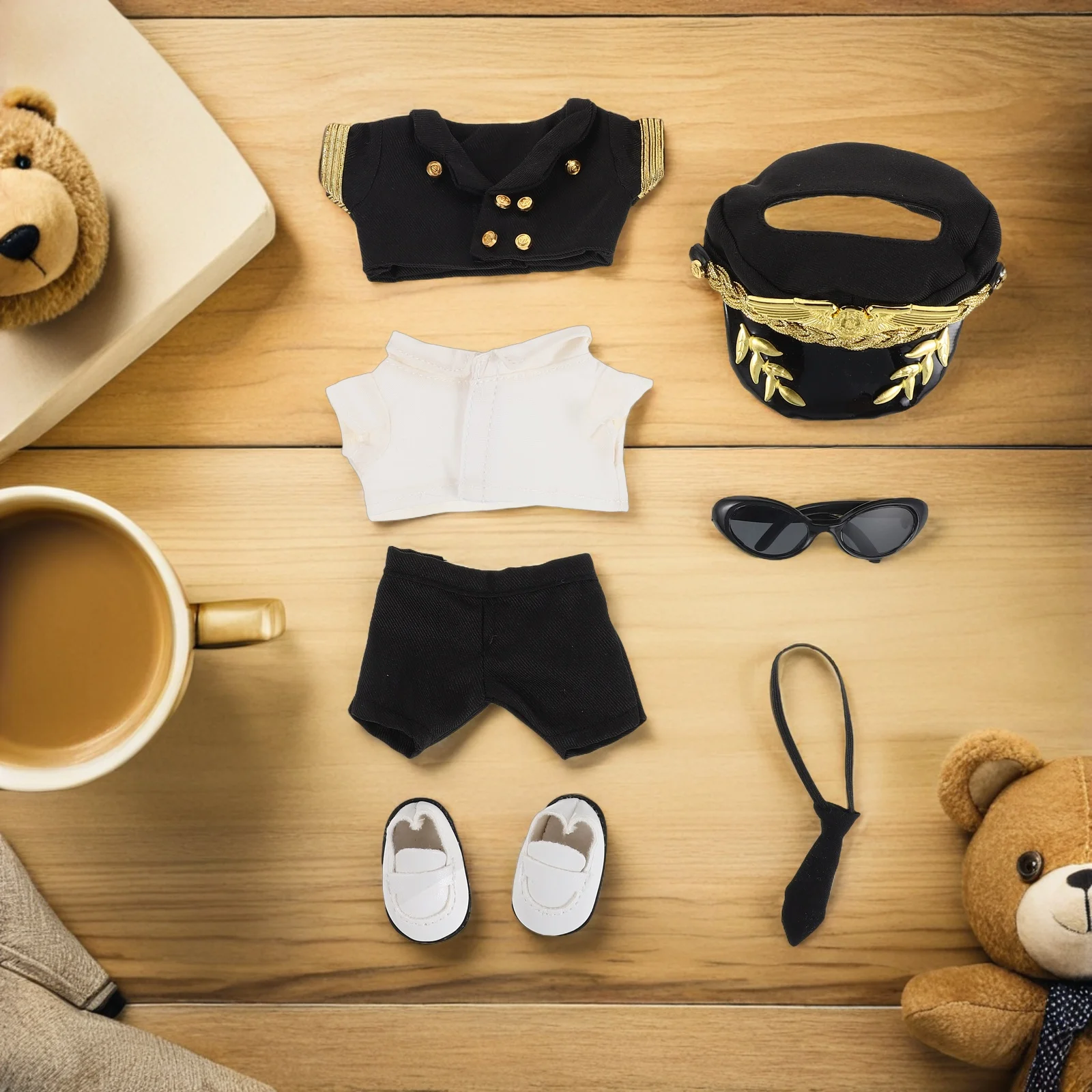 1 set 1 Set Captain Outfit Realistic Pilot Clothes For Soft Reusable Stuffed Animal Clothing - Kawaii Accessories For Role Play