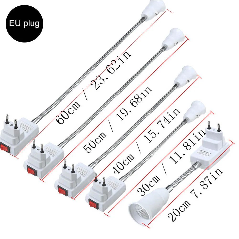 EU/US Plug Flexible Extend E27 Light Lamp Bulb Extension Converter Adapter Wall Lamp Socket Base Holder 20cm-50cm