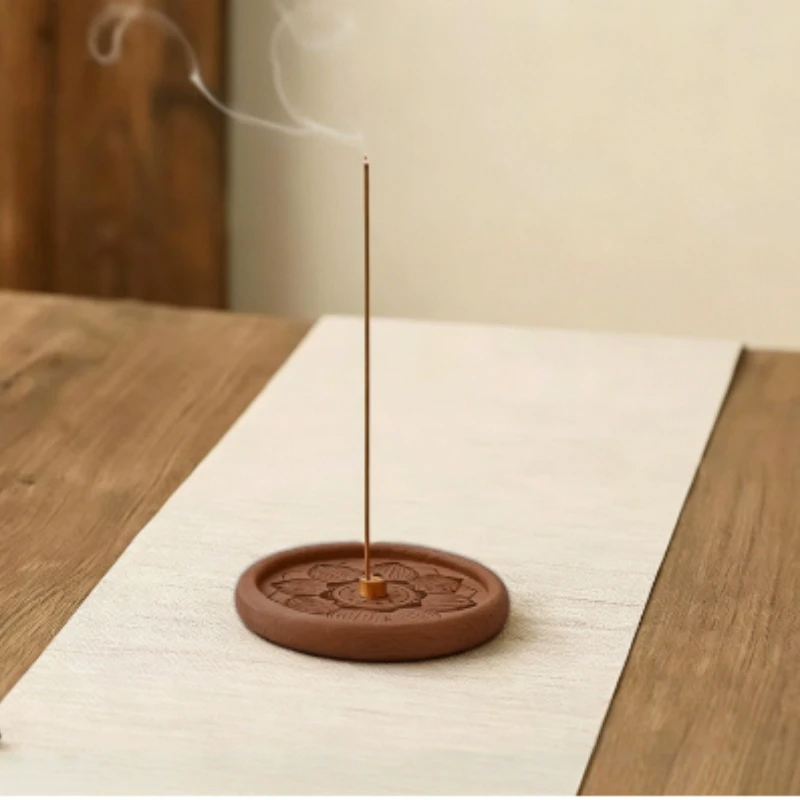 Minimalist Wooden Lotus Incense Base Natural Wood Incense Holder  Aroma Craft Desktop Ornament for Home Indoor Use