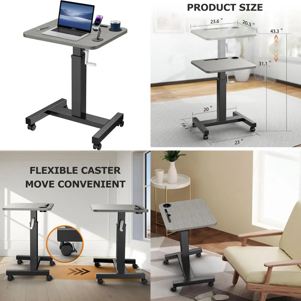 

Эргономичный стол для ноутбука с регулируемой высотой и колесами для домашнего офиса, портативный стол на колесиках с функцией подъема