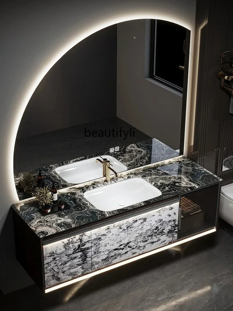 

LXВысококачественный индивидуальный итальянский светлый роскошный каменный шкаф для ванной комнаты, комбинированный шкаф для умывальникаSSS