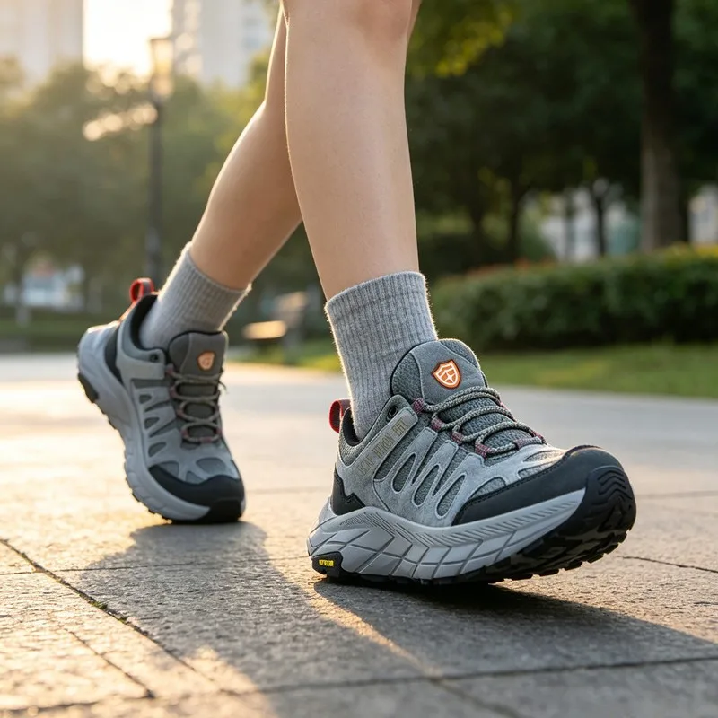 Men's Genuine Leather Hiking Boots Breathable Non-Slip Wear-Resistant Outdoor Trekking Shoes with Ankle Support