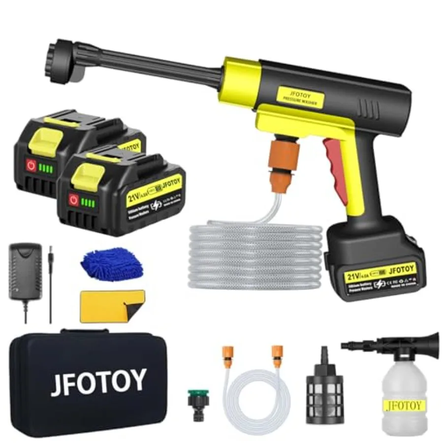 

Portable Cordless Pressure Washer 1200 PSI Portable Power Washer Can be Connected Directly to The Tap with 2 Battery 6 in 1 Noz