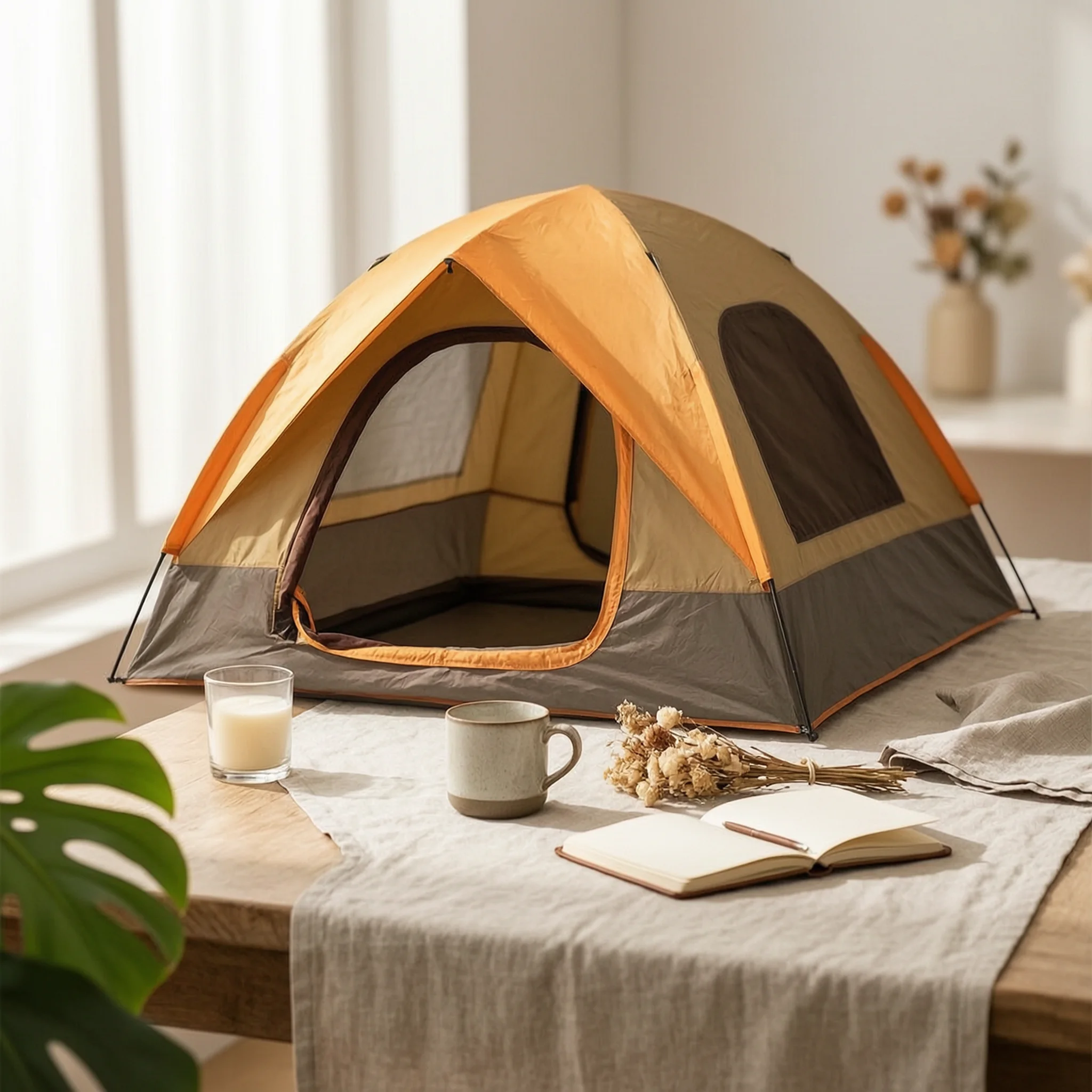 Tunnel Camping Tent Zippered Entrance Tunnel Tent Outdoor Shelter Portable Good Ventilation