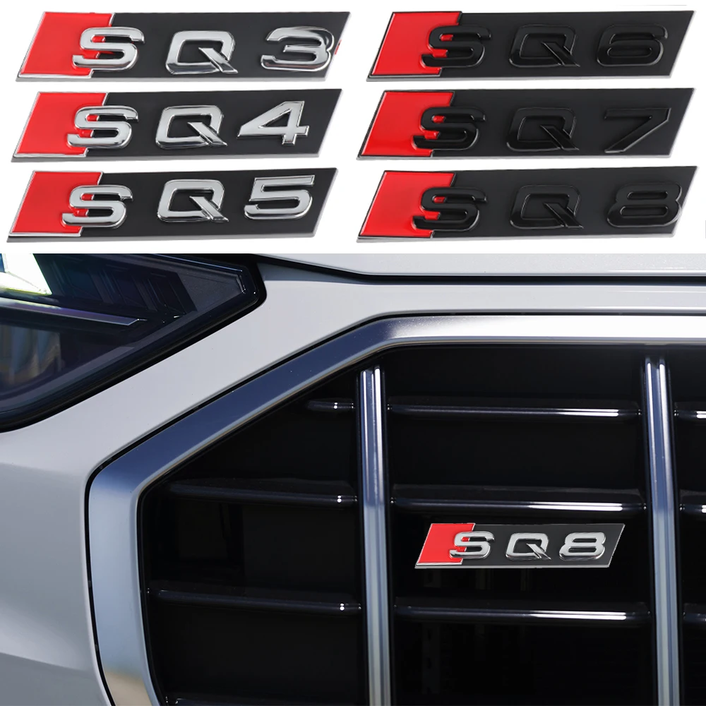 3D ABS Car Front Grille Emblem Decoration for Audi SQ3 SQ4 SQ5 SQ6 SQ7 SQ7 Badge Logo Auto Styling Modification Accessories