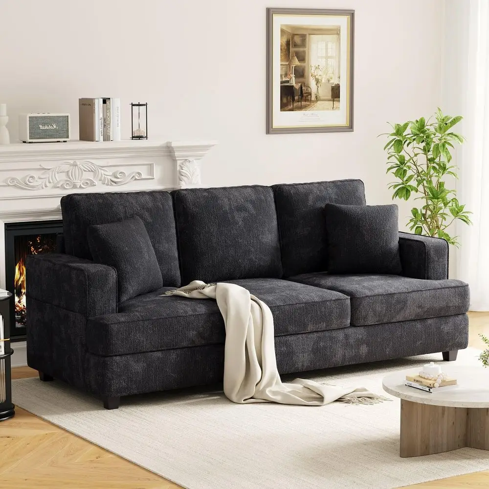 

3 Seater Sofa Couch, 89 Couches for Living Room with Deep Seats, Mid Century Modern Chenille Sofa with Armrests, Comfy Sofas fo