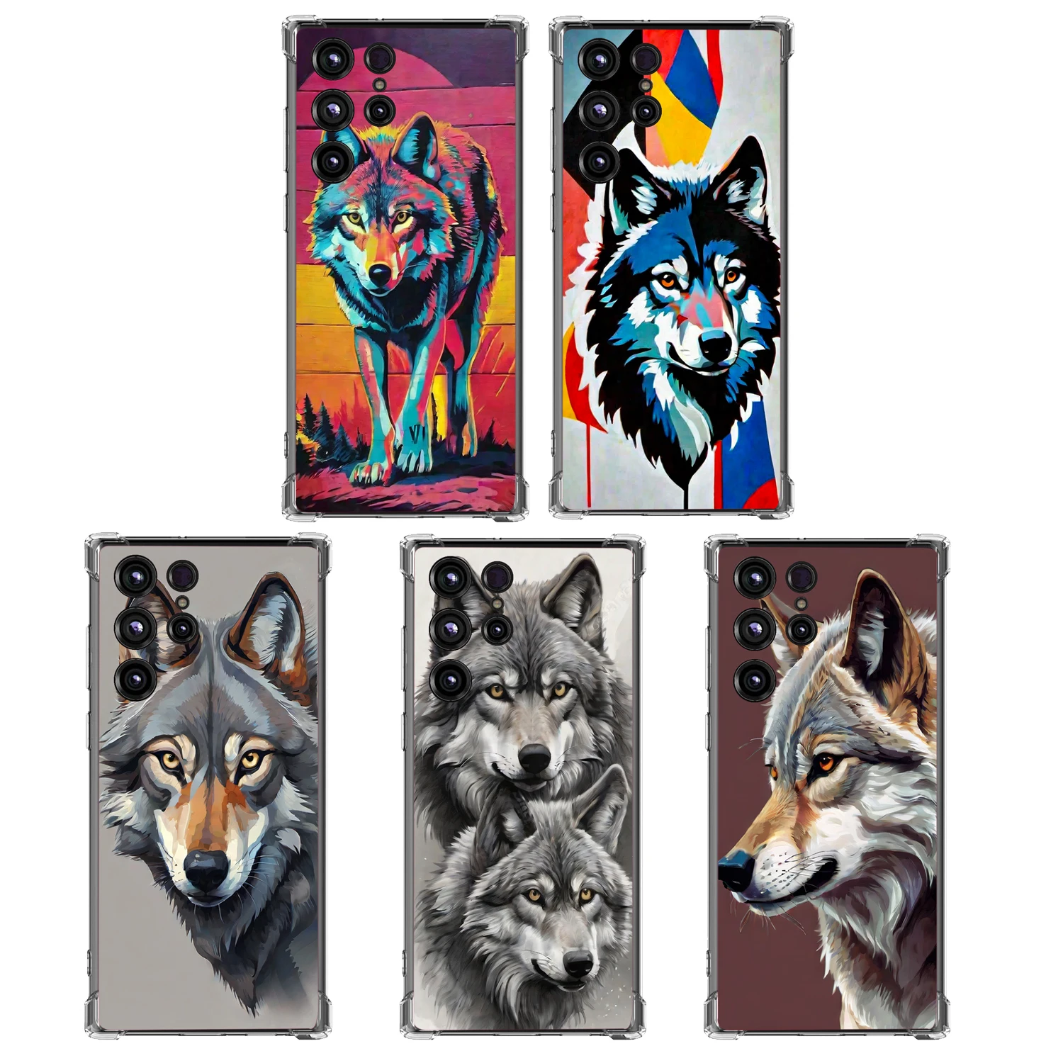 Wolf Drop Protection Shockproof Case Full Body Protective Scratch-Resistant TPU Cover For Samsung Galaxy S23 Ultra