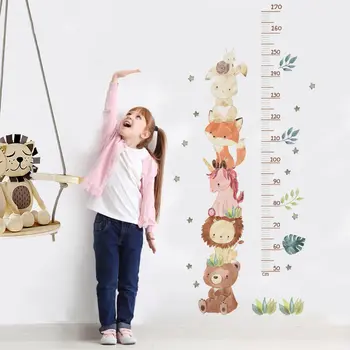 北歐動物熊獅子兔子身高測量牆貼兒童成長紀錄表牆貼,適用於兒童房、嬰兒房,PVC材質。 6 最佳銷售 北歐牆貼 - №2