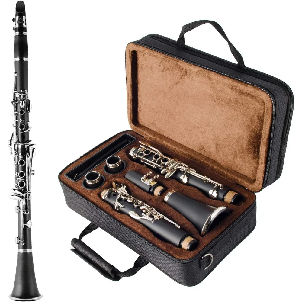 

Bb Clarinet 17 Keys ABS Material Wide Range of Tones Particularly Beginner-friendly with Using Tools and 2 Replaceable Barrels