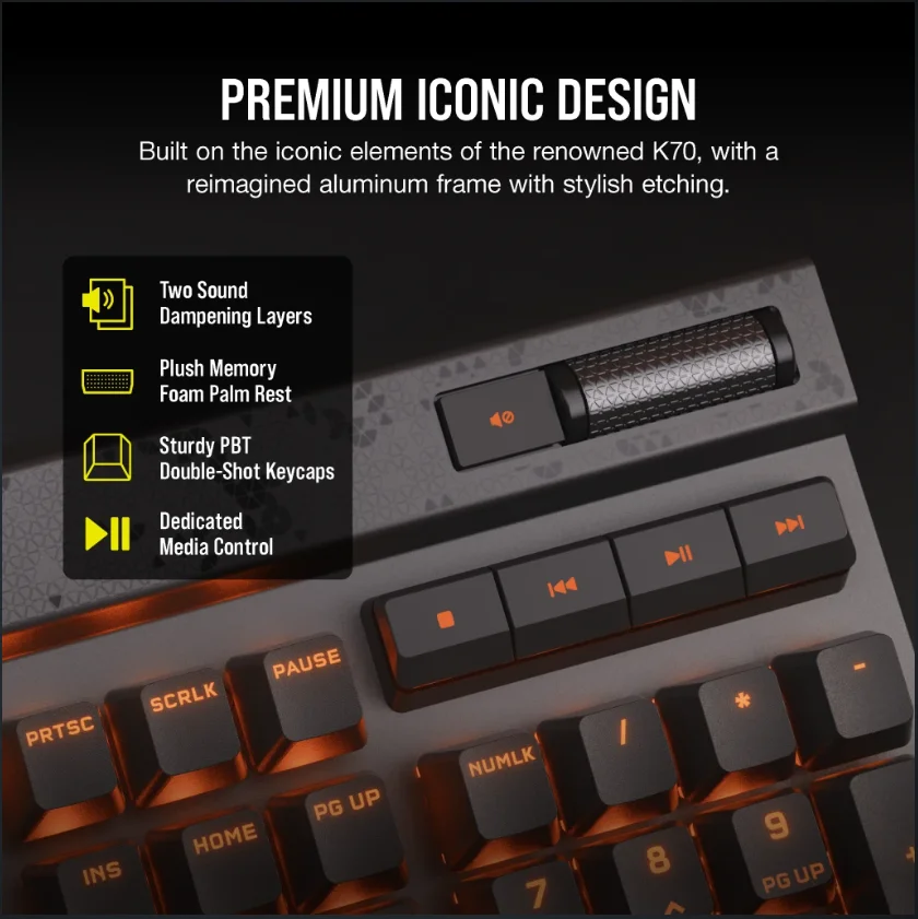 CORSAIR K70 MAX RGB Magnetic-Mechanical Wired Gaming Keyboard - Adjustable Actuation MGX Switches - Rapid Trigger Mode