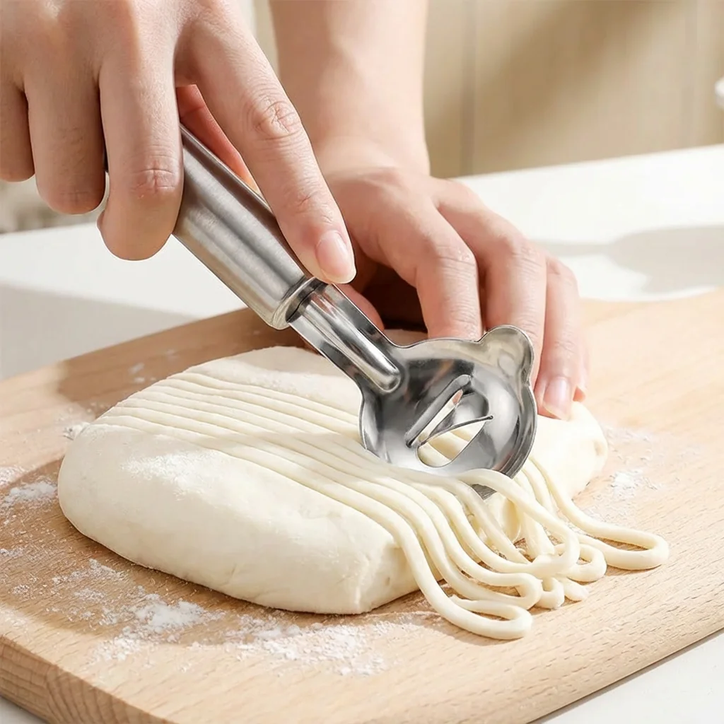 Manual Flat Noodle Maker Tool,7.36 Inch Professional Grade,Creates Long Noodles Quickly,with Storage Hole,Perfect for Home Cooks