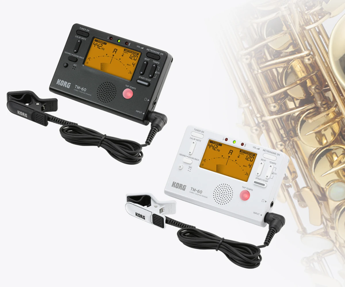 Korg TM-60/TM60C Tuner/Metronome Black and White Available Can be Used for Wind, Guitar, Ukulele, and Piano Keyboard Instruments