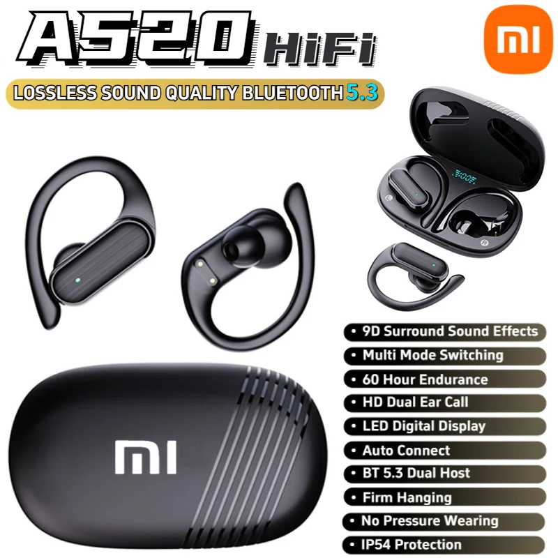 Xiaomi A520 Touch Control Bluetooth 5.3 HiFI Stereo Waterproof Earphone TWS Earphone Wireless Sports Earphone with Microphone 