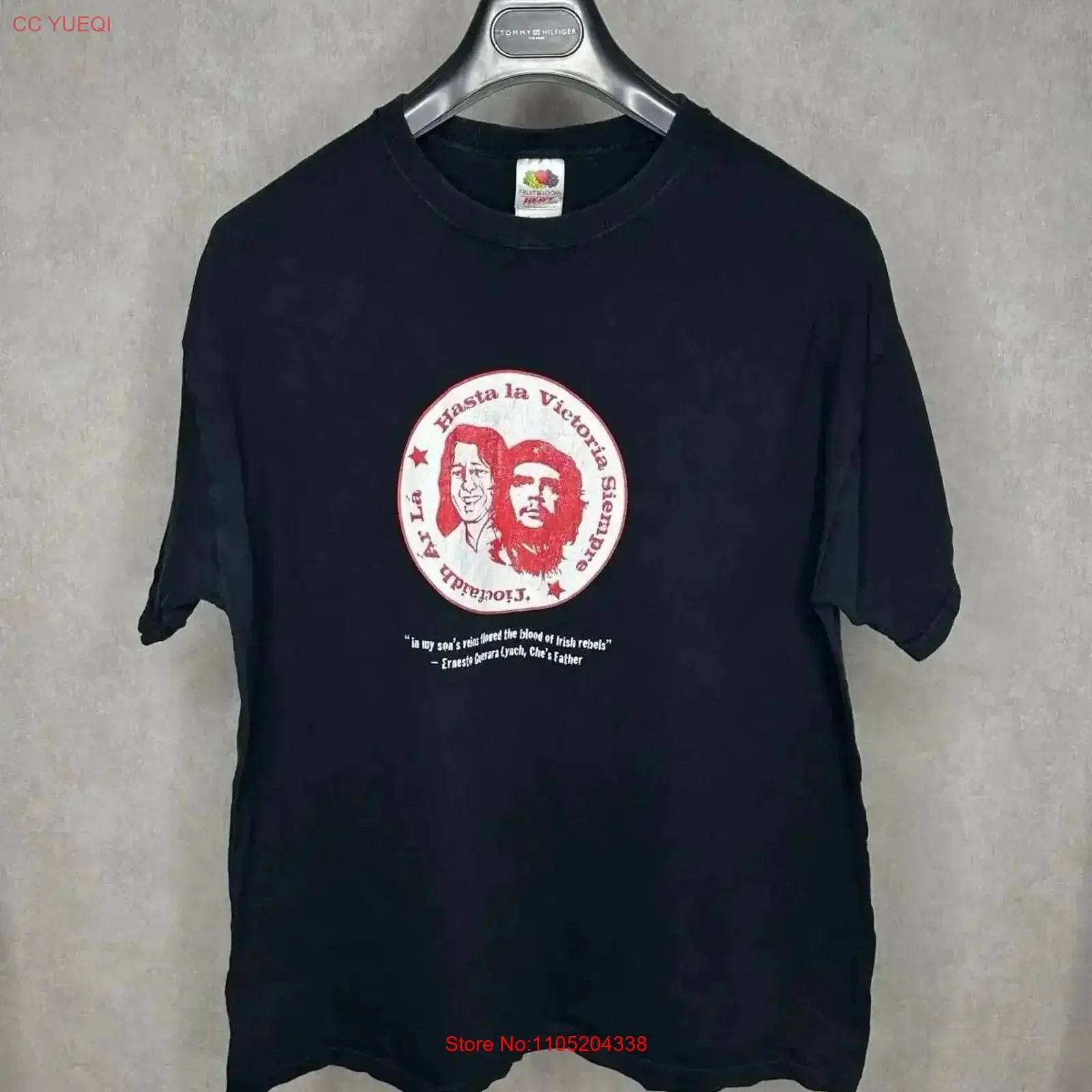 تي شيرت كلاسيكي Che Guevara مقاس XL للرجال أسود مغسول أنيق ملابس الشارع قابلة للتنفس للارتداء اليومي كاجوال عتيق