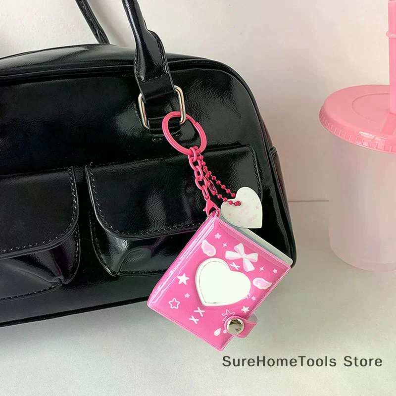 Pockets Portable Keychain Jewelry Photos Holder 1/2 Inch Mini Photo Albums For Photos Cards Small Album Book Photocard Holder