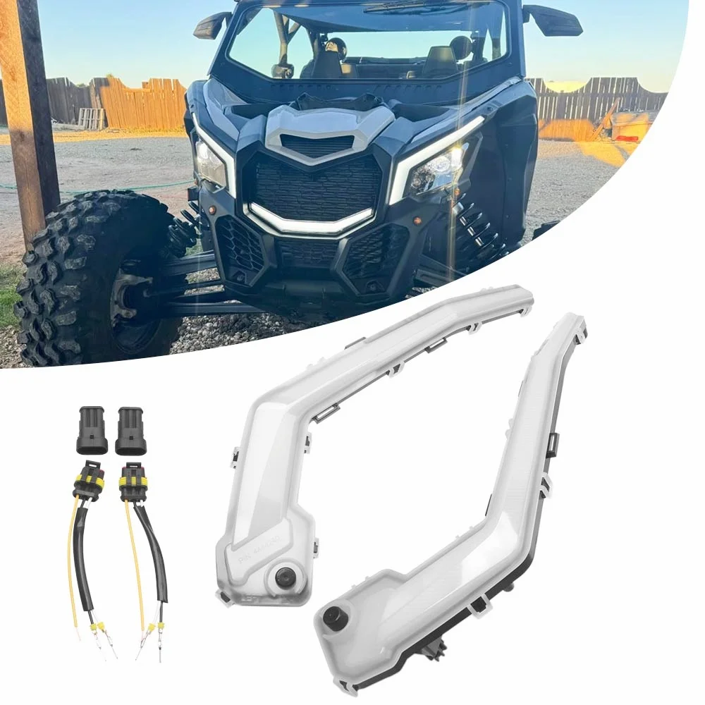 2 Pcs LED Front Signature Light Assembly White DRL UTV Accessories For Can-Am Maverick X3 Max X DS RS XMR XRC Turbo R 2017-2024