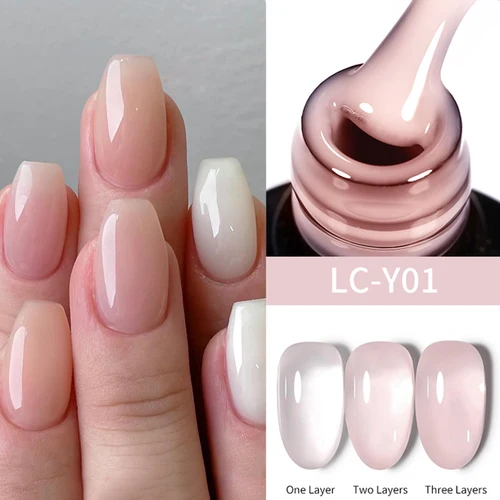 Imagen 1 del producto LILYCUTE 7ML esmalte de uñas en Gel de gelatina desnuda remojo blanco rosa claro esmalte de Gel de Color translúcido barnices de Gel UV semipermanentes