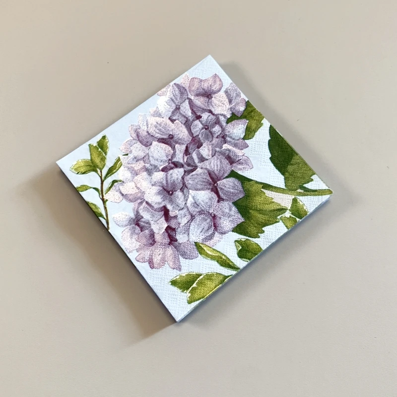 20Pcs/Bag Vintage Hydrangea Decoupage Paper Napkins Purple Floral Paper Tissues for Party Wedding Xmas Supplies 25x25cm New