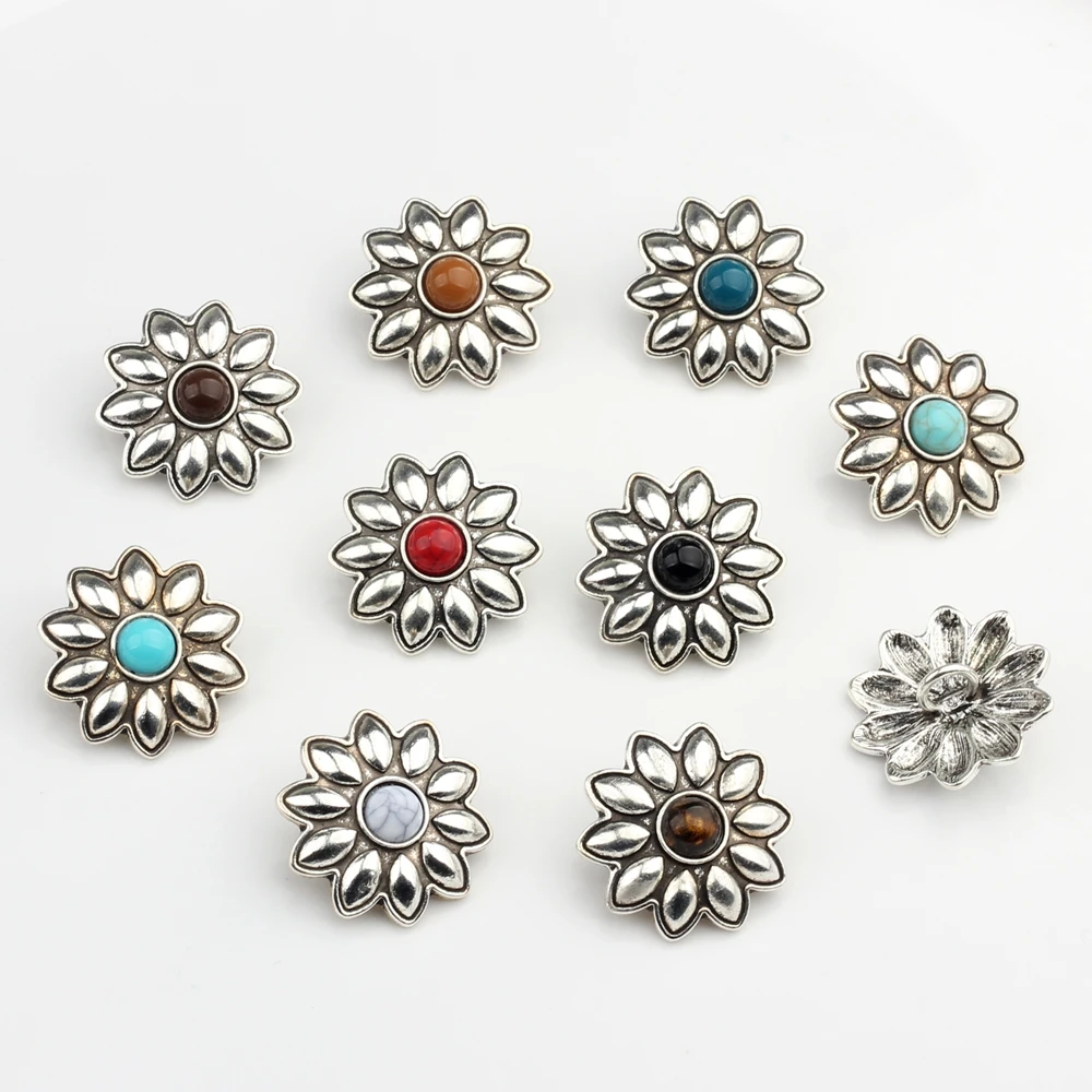 30MM Retro Zinc Alloy Charms Cherry Flowers Concho Button Charms 3pcs/lot For DIY Jewelry Bags Accessories