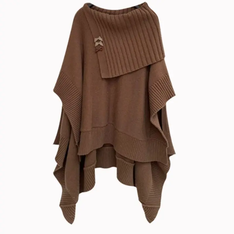 Women's Models Fairy Autumn Winter Tops Coat Sweater Knit Cloak One-shoulder Irregular Design Fashion Versatile New Personalized