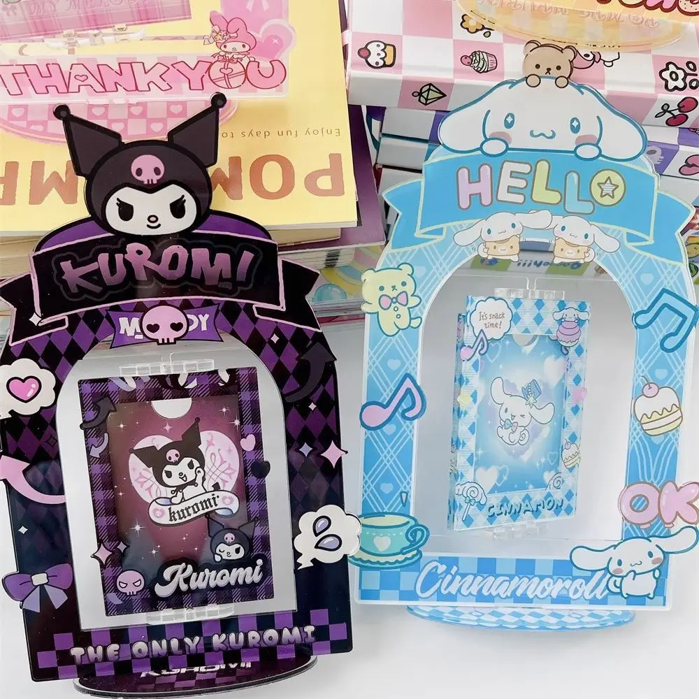 Craetive Sanrio Kuromi Cinnamoroll na biurko z Rotable stojąca płyta ramka na zdjęcia 3-Cal uchwyt na przechowywanie zdjęć studentka dziewczyna