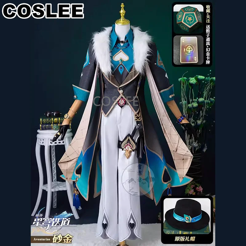 COSLEE Honkai: Star Rail Aventurine Cosplay Costume Game Suit Fashion Handsome Uniform Wigs Halloween Party Outfit Men Women S-X