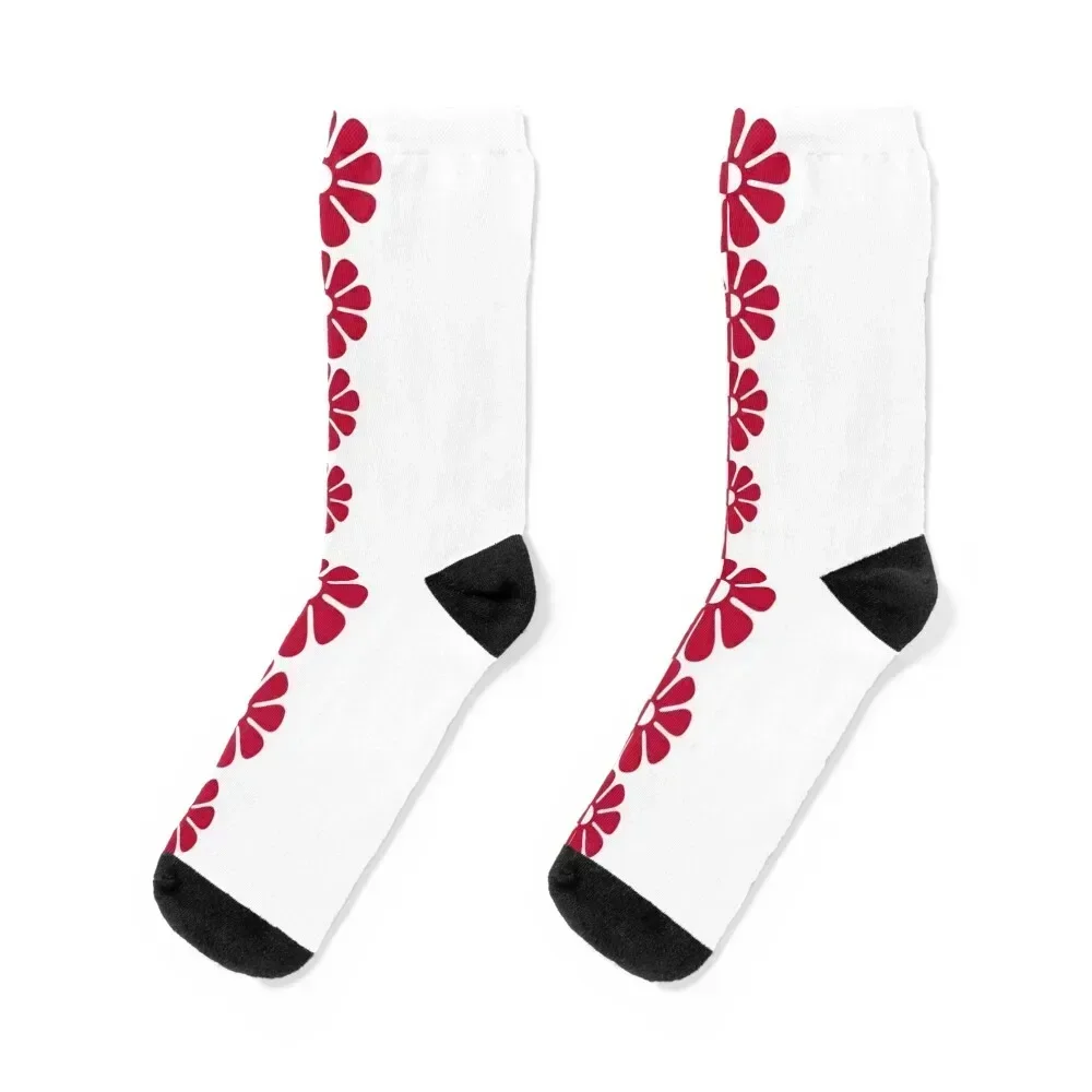 1960's جريئة ريترو مود الزهور باللونين الأحمر والأبيض الجوارب أحذية الجري الكرتون الصبي الطفل الجوارب النسائية #1