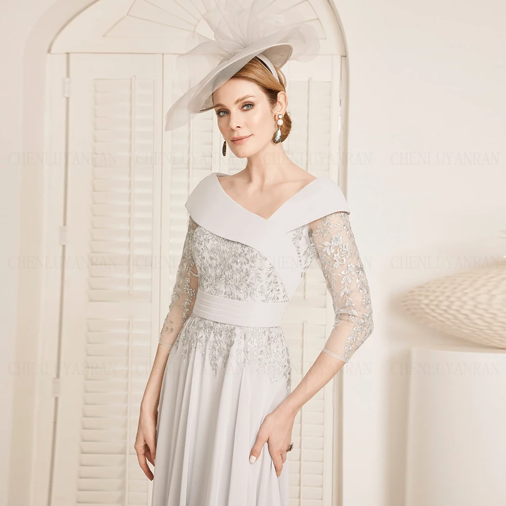 Gary Chiffon Mother Of The Bride Dresses For Weddings A-Line Wedding Party Dress Applique Long Wedding Guest Dresses For Women