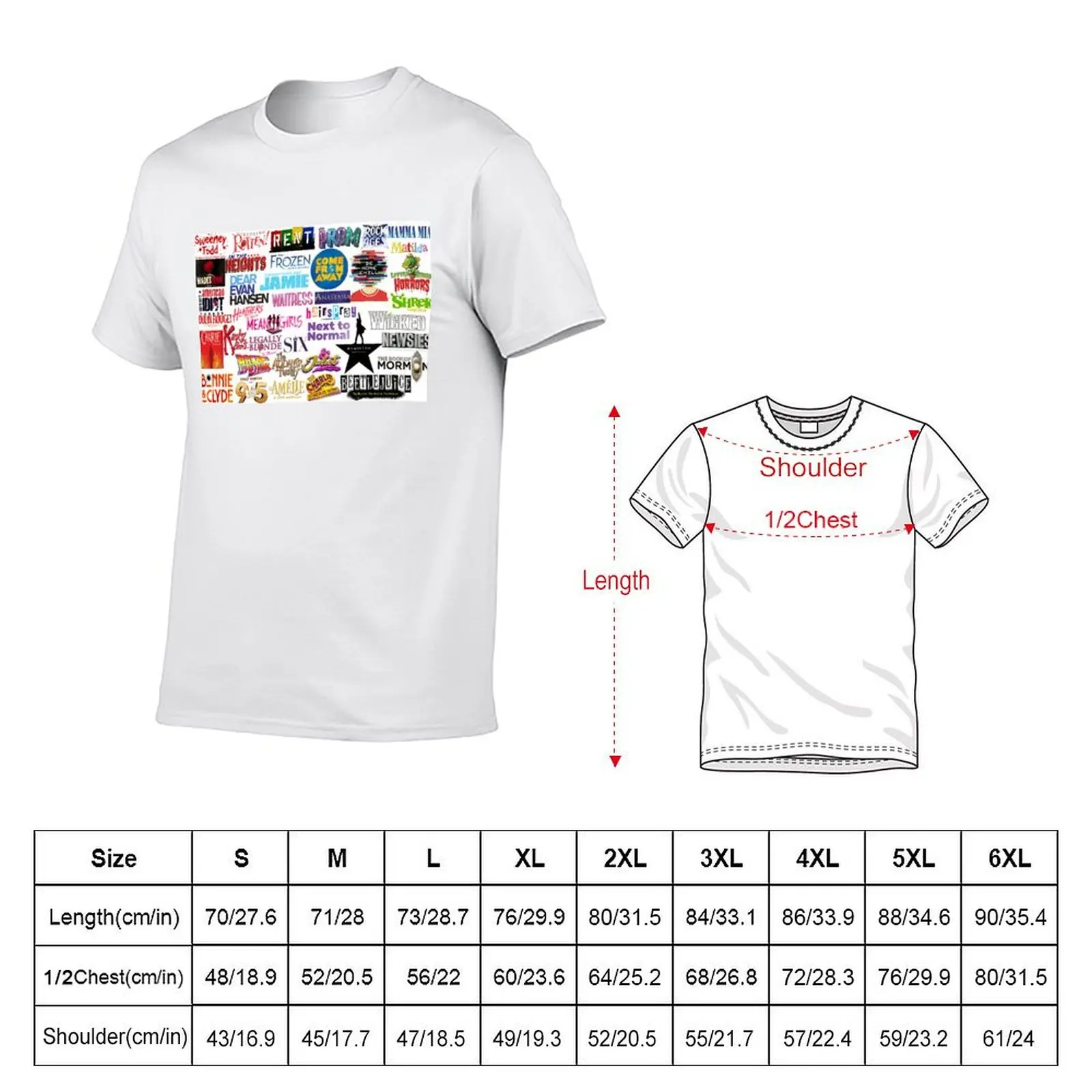 Ultimate Modern Musical Theatre Medley T-Shirt Trendy Print Short Sleeve T-Shirt