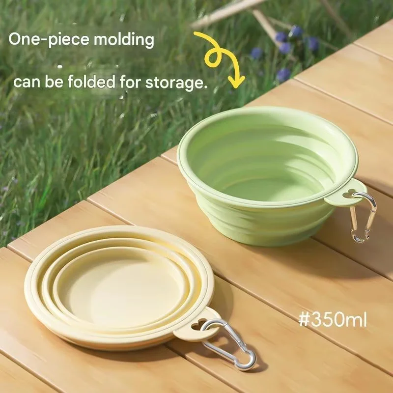 Macaron Color Silicone Collapsible Pet Bowl Portable Foldable Dog Travel Bowl Outdoor Camping Walking Water Food Feeding Dish