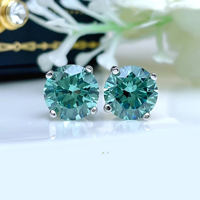 أقراط Paraiba الخضراء مكونة من 2 قيراط أقراط الماس المتلألئة مجوهرات فاخرة للنساء لحضور الأحداث والمواعدة