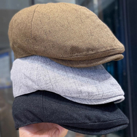 New Men Vintage Cotton Berets Women Fashion Flat Visor Cap Casual Berets Retro Hat Dad Autumn and Winter Unisex Adjustable Hats