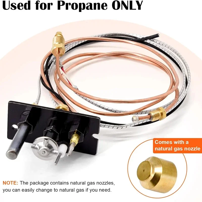 Propane Natural Gas 3 Way SIT Pilot Assembly with Thermopile Replacement for HHT Pilot Assembly 10002265 for Fireplace Fryer