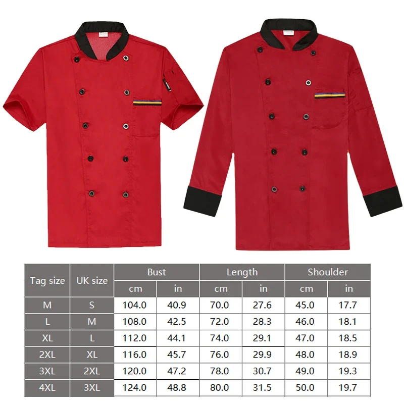 Ropa de trabajo de Chef de restaurante para hombres y mujeres, Top de uniforme de Chef de manga larga/corta de Color sólido, cuello alto con múltiples botones, moda