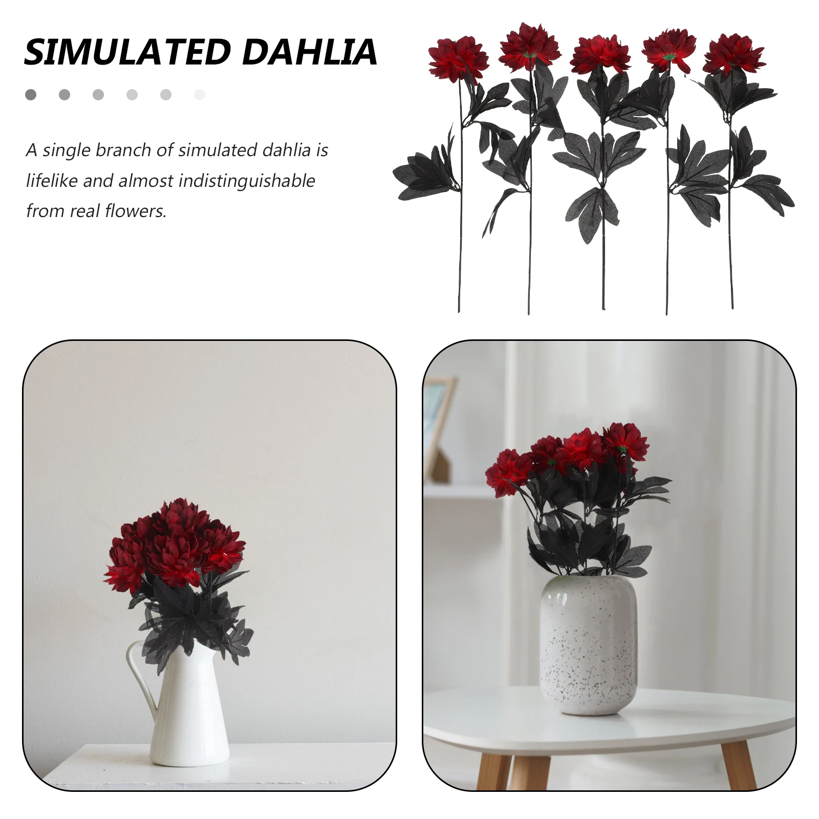 

5Pcs Artificial Dahlia Bouquet Long Stem Fake Flowers Floral Arrangements Wedding Party Home Decor Photography Props