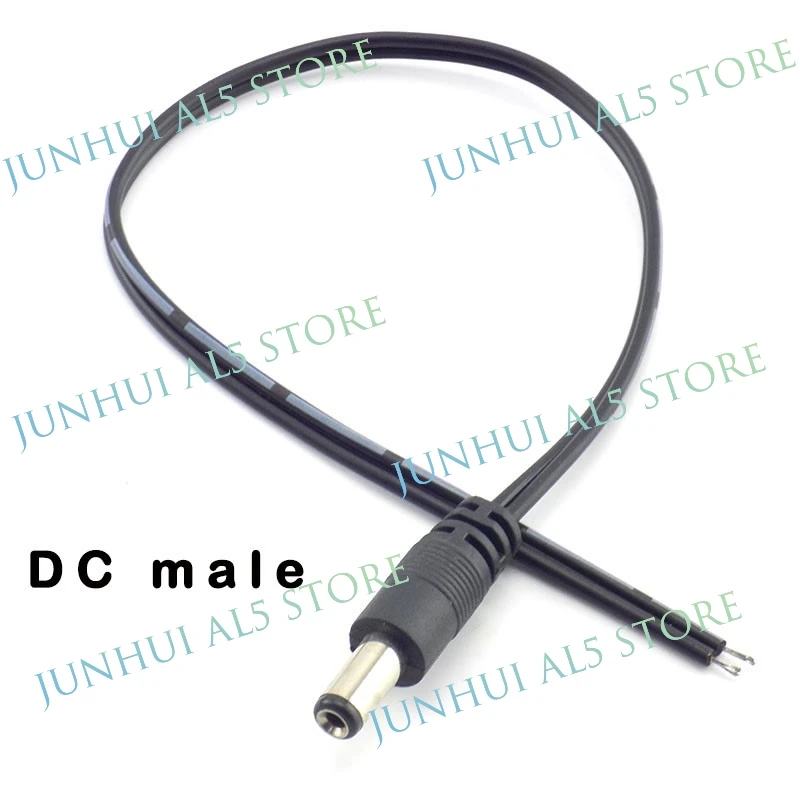 5pcs 2.1*5.5mm 12v DC Male Connectors Plug Power Supply Extension Cable cord wire CCTV Camera LED Strip Light B5