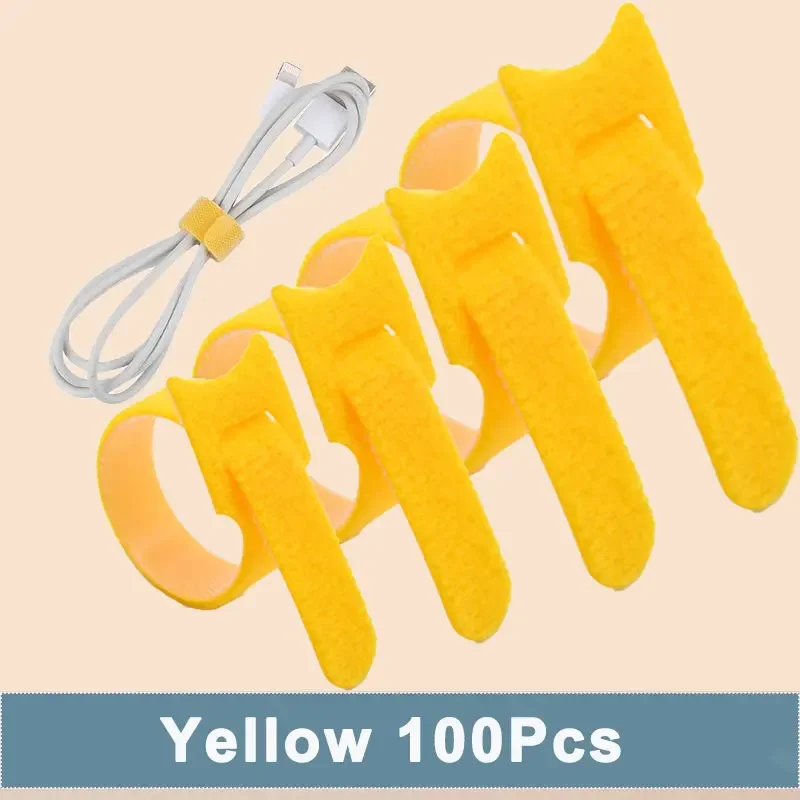 100 STKS 10/15/20 cm Kabelbinders Herbruikbare Sluiting Klittenband Tape Multi-color T-Type Draadbinder Verstelbare Kabelbinders Organizer